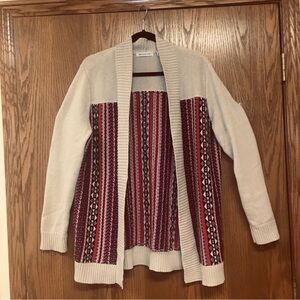Liz Claiborne Women’s Long Sleeve Open Front Cardigan Sweater Patterned Size L
